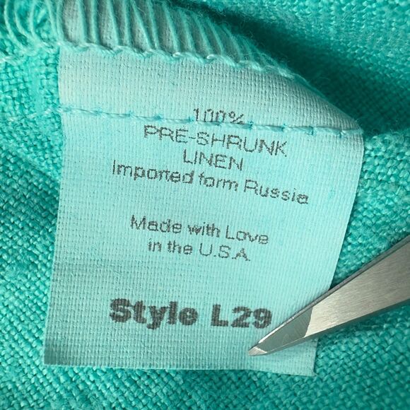 Liz and Jane Women's Turquoise Blue 100% Linen Button Front Top Size M - Picture 5 of 12